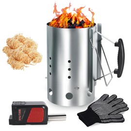 REDCAMP Quick Ignition Foldable Charcoal Chimney Starter, BBQ Charcoal Grill Starter and Wood Stove for Outdoor Lawn, Patio & Camping