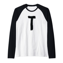 Creative Bold Black Letter T - Design - Alphabet - Marker Raglan Baseball Tee