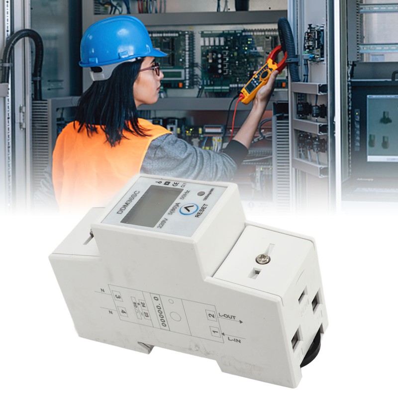 Single Phase Energy Meter LCD Display DIN Rail 2P Total