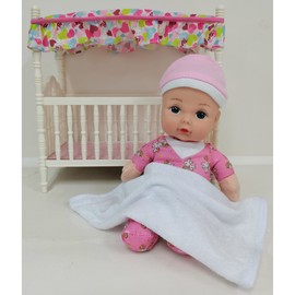 Baby's First Canopy Crib, Comes with Toy Doll, Lifelike Features, Machine Washable, for Ages 1+,Pink