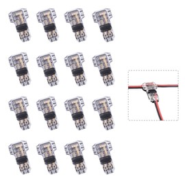 Low Voltage Wire Connectors, No Soldering No Wire Stripping, 3 Way 2 Pin Small Wire Connectors, Compact T Tap Connectors, Fits 24-20 Gauge Wires, 16 Pack