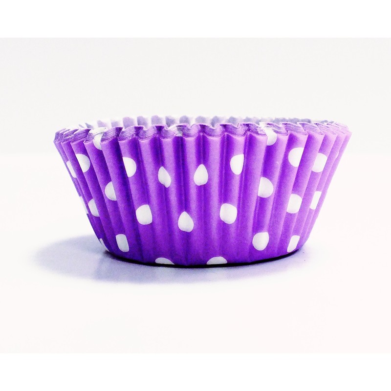PME Lavender Polka Dots Paper Baking Cases for Cupcakes, Standard
