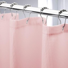 AmazerBath 240GSM Waffle Shower Curtain, 72x72 Inches Waffle Shower Curtain, Fabric Washable Shower Curtain with Waffle Weave, Heavy Duty Hotel Quality Bathroom Shower Curtains - Color: Blush Pink