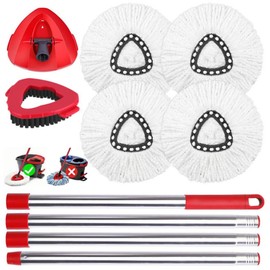 Spin Mop Head Replacement & Shower Floor Scrubber，for O Cedar Spin Mop 1-Tank System，Microfiber Mop Replace Head Easy Cleaning Floor Head Mop:_2 Mop Heads+ 1Brush