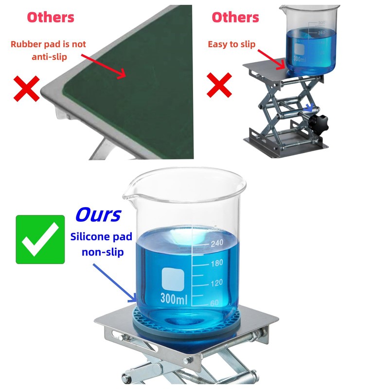 Non-Slip 4 x 4 Inch Lab Scissor Jack Stand Laboratory