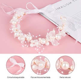 Corona de Cristal Artificial Perla Diadema de Novia con Pendientes para Mujeres Niñas, Tocado de Cristal Floral Accesorios para el Pelo de Novia Comunión Boda Prom Fotografía para Niñas y Mujeres (Blanco)