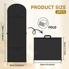 Luxoraiova Garment Bag Long 180 x 60 cm Pack of 2 Foldable Garment Bags with Zip Breathable Dustproof Suit Bag for Suit Coats Dresses Wedding Dresses Moth Proof Ideal for Storage