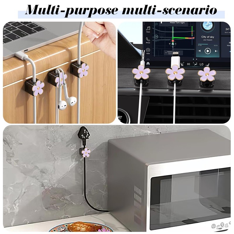Magnetic Cord Organizer, Easy Secure Adhesive Cable Management, Wire Holder