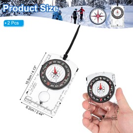 PATIKIL Orienteering Compass, 2 Pack Navigation Hiking Backpacking Compasses for Map Reading Survival Outdoor Exploring, Transparent