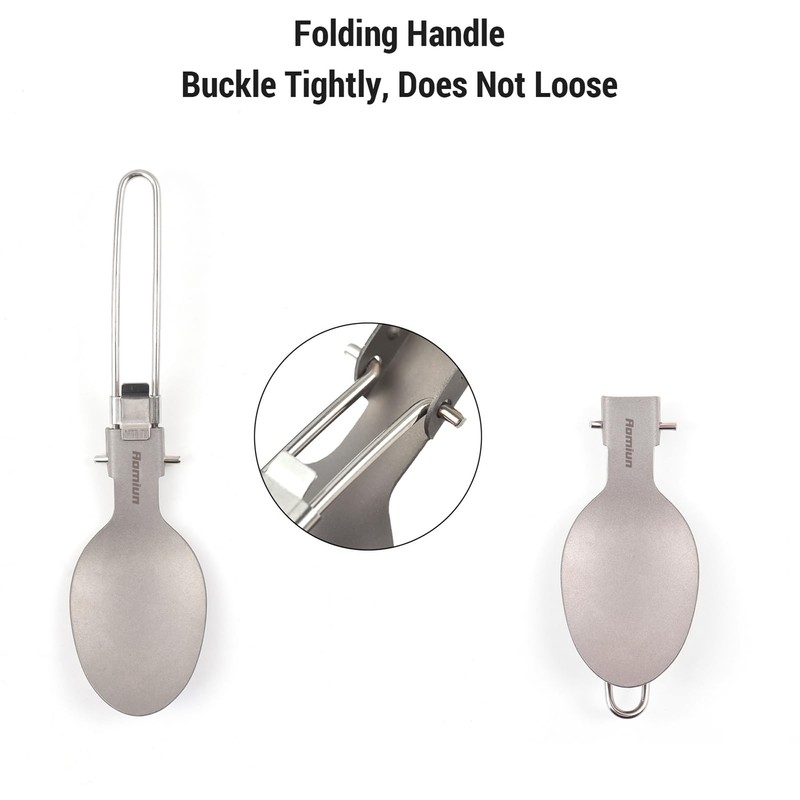 Aomiun Camping Utensil Set, Titanium Plate and Folding Fork Spoon