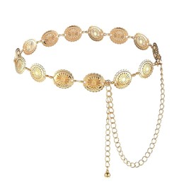 shaohui Women's Metal Chain Belt, Hollow Out Daisy Chain Belt, Country Concert Costume, Adjustable Daisy Bohemian for Dress Jeans Denim Girl (gold)