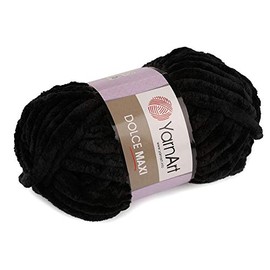 1 x (742) Black Knitting Yarn Chenille Dolce Maxi 200 g Yarnart, Knitting Yarn, Knitting, Crochet and Embroidery, Haberdashery