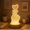 Korean Finger Heart 3D LED Night Lamp – Modern Decorative