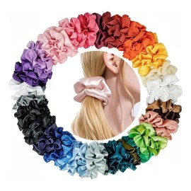 Set De 40 Scrunchies De Satén, Gomas Para El Pelo .