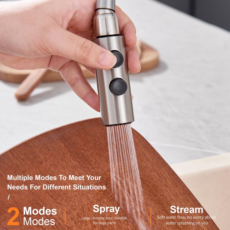 TIORIY Metal Kitchen Faucet Head Replacement, Pull Down Spray Head