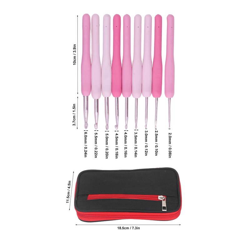 9Pcs Crochet Hooks Anti Slip Ergonomic Design Lightweight Portable Crochet