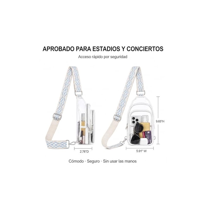Bolso Transparente TPU Bandolera para Estadios, Blanco