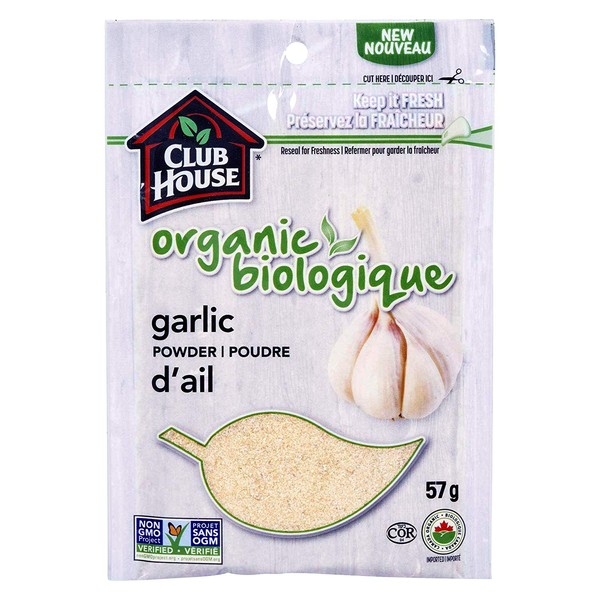 Club House, Quality Natural Herbs & Spices, Organic Garlic Powder, 57g