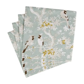 Caspari Scenic Songbirds Celadon Cocktail Napkins - 20 Per Package, 2 Packs