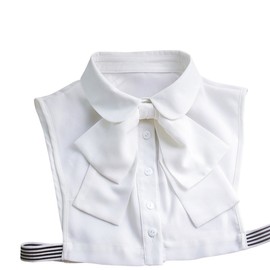 Shinywear Korean Women White Detachable Bow False Shirt Doll Collar Blouse Dickey