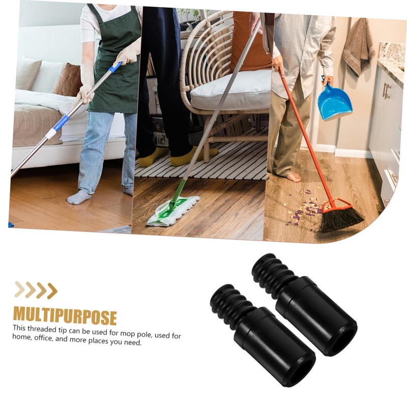 Mobestech 2pcs Replacement Threaded Handle Tips for Broom Poles Extension