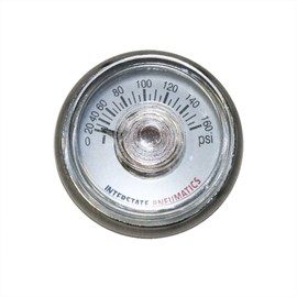 Interstate Pneumatics G2100-160 Pressure Gauge 160 PSI 1.25 Inch Diameter 1/8 Inch NPT Rear Mount