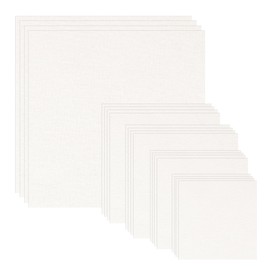 20 PCS Cotton Embroidery Fabric, Pre-Cut Solid Color 5 Different Sizes 5.9 to 19.6inch Embroidery Cloth Fabric Squares, Needlework Sewing Quilting Cloth for DIY Garment Crafts Project, Natural Color