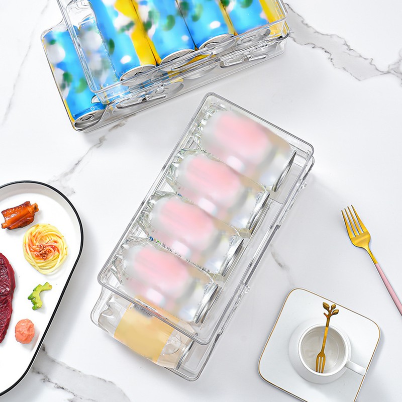 Automatic Rolling Beverage Soda Can Storage Organizer Double Layers Plastic