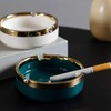 Saim Ceramic Gold Edge Round Ashtray for Cigar, Desktop Smoking