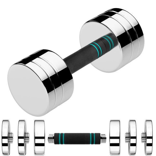 LIFERUN 15lb Single Steel Adjustable Dumbbell, Free Weights Dumbbells Set,
