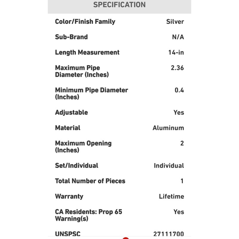 Kobalt 14" Extremely NICE!! Aluminum Pipe Wrench Model #0464648