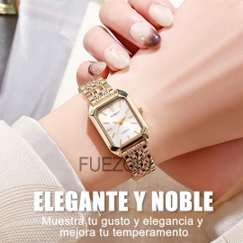 FUEZOIU Reloj De Mujer Dama Impermeable Cuarzo Moda Con Regalo Caja San Valentín Regalos para Parejas, Mujeres,Novia Dorado