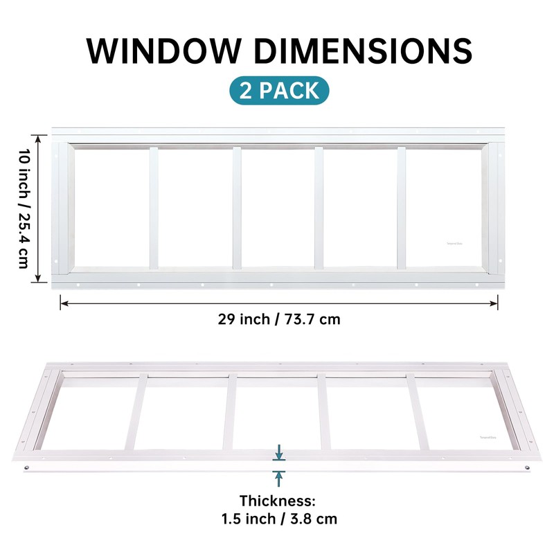 Melkus Shed Window 10"x29" 2 Pack Transom Window Fixed Design