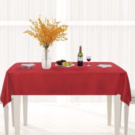 sancua 100% Waterproof Rectangle PVC Tablecloth - 60 x 84 Inch - Oil Proof Spill Proof Vinyl Table Cloth, Wipe Clean Table Cover for Dining Table, Buffet Parties and Camping, Red