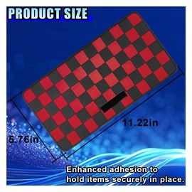DUSCOKE Car Dashboard Non-Slip Mat, 11.22" x 5.76" Multi-Functional TPU Sticky Gripping Pad for Phone Keys Sunglasses GPS, Universal Adhesive Vehicle Dash Grid Mat for SUV RV Truck (Black/Red)