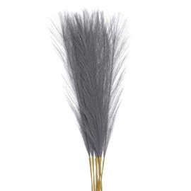 MECCANIXITY 10Pcs Faux Pampas Grass,21"/55cm Fluffy Fake Pampas Grass Decor Tall Artificial Pampas Grass for Living Room Party Wall Vase Wedding Decoration,Dark Grey