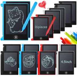 Nezyo 16 Pieces 4.5 Inch Mini LCD Writing Tablet for Kids Electronic Doodle Board Colorful Drawing Tablet Bulk Erasable Writing Pad Reusable Learning Gift for Girls Boys Party Favor(Mix Colors)