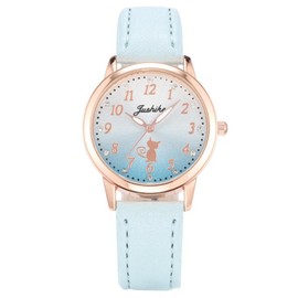 Qiowyuo Children's Wristwatch, Quartz, Analog Display, Girls, Children's Watch, Children's Day, School Entrance to School, Kindergarten, Back to School, Birthday, Celebration, 12.20-blue