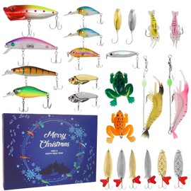 Hossom Angel Advent Calendar 2025 Men, 24 Fishing Bait Set, Fishing Calendar, Fishing Hooks, Fishing Lover, Christmas Calendar, Fishing Calendar Gift for Men, Father, Grandpa, Brother, Friend