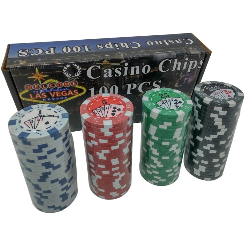 DA VINCI 100 Dice Stripe Flush Design Poker Chips in