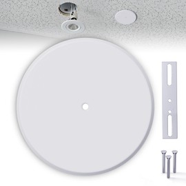 WunoShop 1 Pcs Ceiling Cover Plate, 5 inch Round Outlet Covers Plates for Electrical Box, Smoke Detector Cover Plates for Wall Light Hole, Metal Blank Cleanout Covers Plate with Center Hole -White