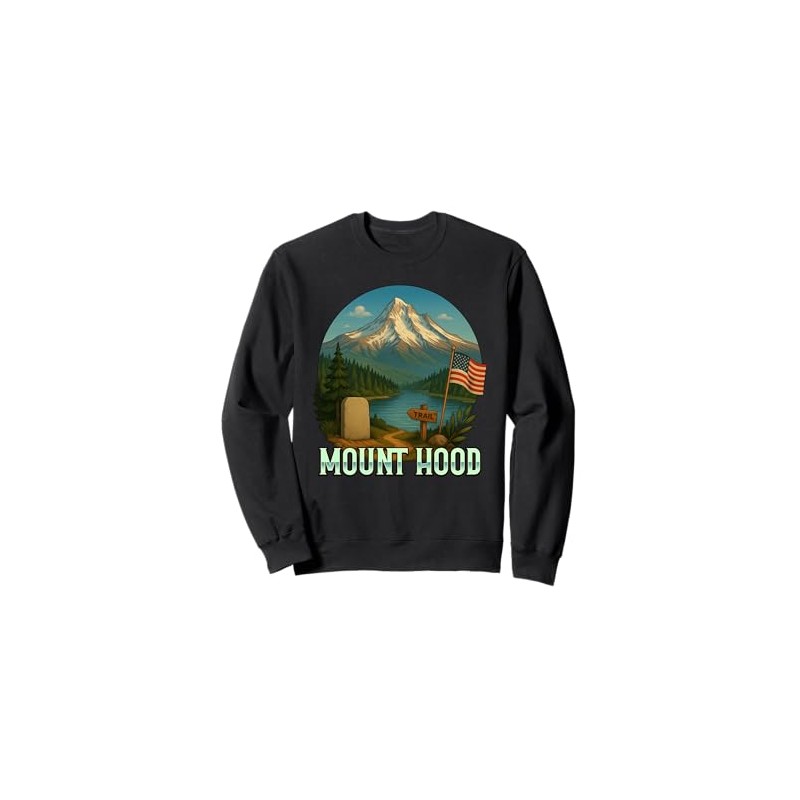 Mount Hood Oregon Volcano Mountain US Flag Sweatshirt