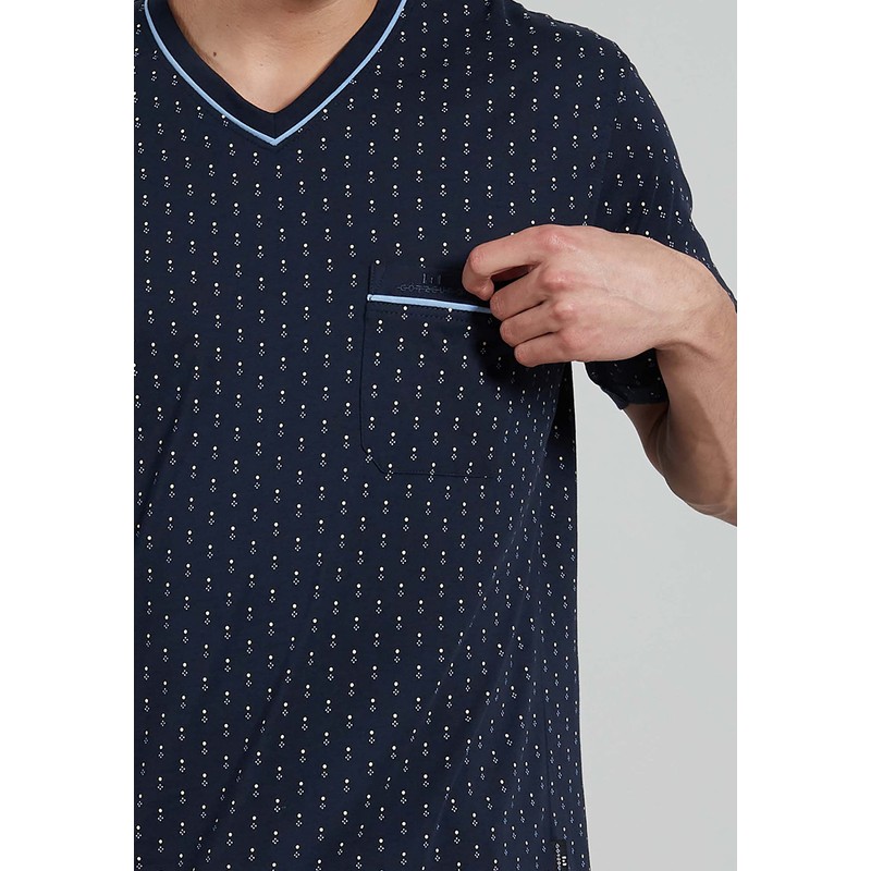 Götzburg Men's Short Pyjamas, 100% Natural Cotton - navy Not
