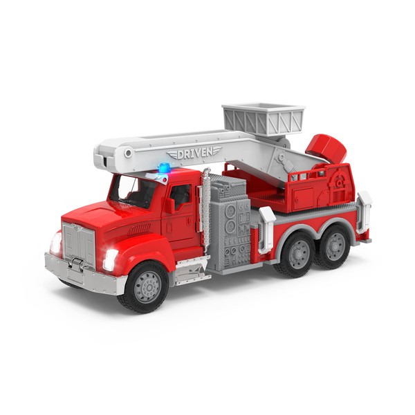 Driven Micro Fire Engine 23 cm with Extendable Ladder, Lights and Sounds - Fire Brigade Toy Car with Sounds, Functions - Toy Truck from 3 Years