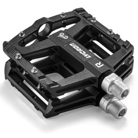 LYCAON Bike Cycling Pedals, CNC Machined Aluminum Alloy Durable Non-Slip Bicycle Pedal, CR-MO & 3 Bearings Pedals for 9/16" Universal Cycling MTB BMX Mountain Road Bike Pedals (Black)