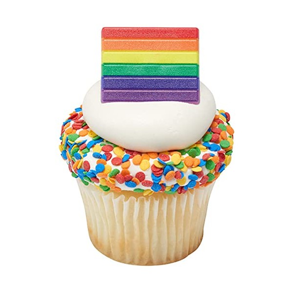 24 anillos de orgullo arcoíris para cupcakes, decoración