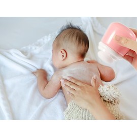 Baby Powder Puff and Container 2pcs, Cartoon Bear Body Talcum Powder Puff Bottle Empty Box, Baby Loose Powder Container with Puff