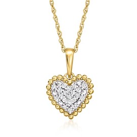 Ross-Simons 0.10 ct. t.w. Pave Diamond Heart Pendant Necklace in 18kt Gold Over Sterling. 18 inches