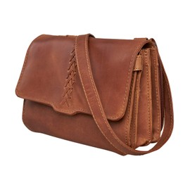 Lady Conceal Concealed Carry Jolene Leather Crossbody Organizer (Cognac)