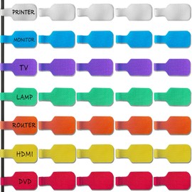 OYE 35PCS Multi-Color Cable Labels, Waterproof Wire Labels Durable Nylon Wrap Cord Label for Electronics, USB, Chargers, Color Identification Markers, Self-Adhesive Wire Tags for Cable Management (35)
